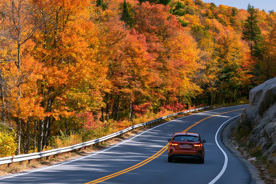 紅葉狩りのドライブ旅行で巡る秋の風景