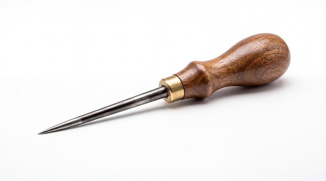 Professional leathercraft awl tool on white background