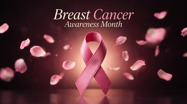 National breast cancer awareness month. Poster pink ribbon