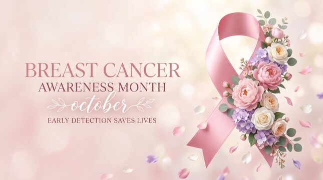 breast cancer awareness month in october. Realistic pink ribbon symbol.