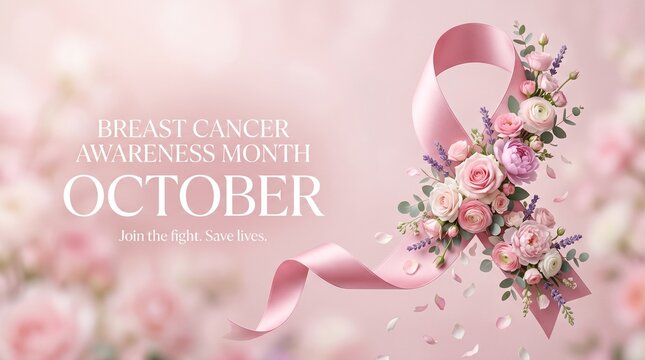 breast cancer awareness month in october. Realistic pink ribbon symbol.