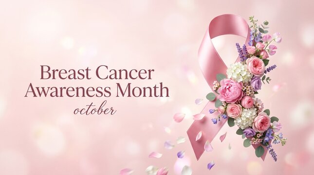 breast cancer awareness month in october. Realistic pink ribbon symbol.