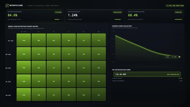 Digital Dashboard Analytics with User Retention Cohort Matrix