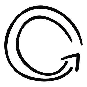 A hand drawn circular arrow icon representing a refresh or reload action.