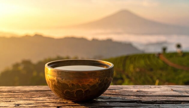 Singing Bowl Serenity - A Meditative Moment Amidst Mountain Majesty.