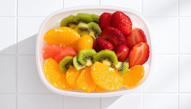 Colorful and Fresh Fruit Salad in a Bowl.