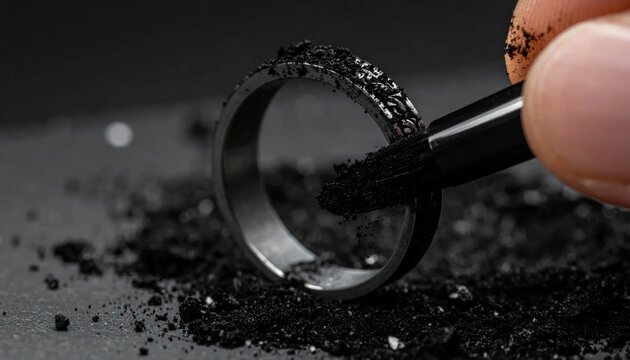 Black Diamond Ring Cleaning - A Close-Up View of Jewelry Care.
