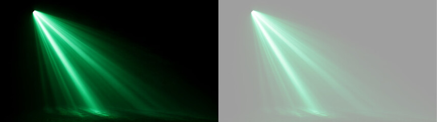 Green spotlight beam on black and transparent background. Stage lighting effect for performance © Даша Евсюкова