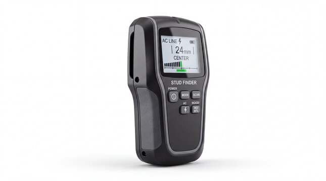 Digital wall scanner stud finder tool on white background