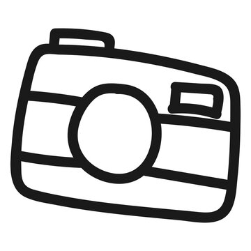 Png outline camera doodle design element, transparent background