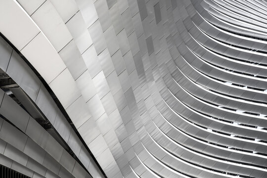 Contemporary architecture with curved structural design and lines