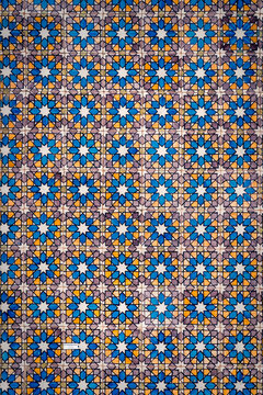 Colorful azulejo mosaic pattern at Pena Palace in Sintra