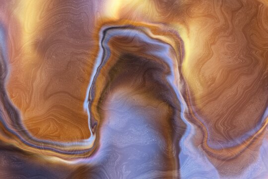 Abstract metallic texture with flowing golden and violet pattern