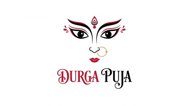 Durga Puja Hindu Festival Symbol with Goddess Durga Eyes and Traditional Decorative Illustration