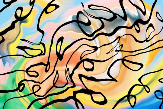 Abstract psychedelic fluid line art with colorful texture