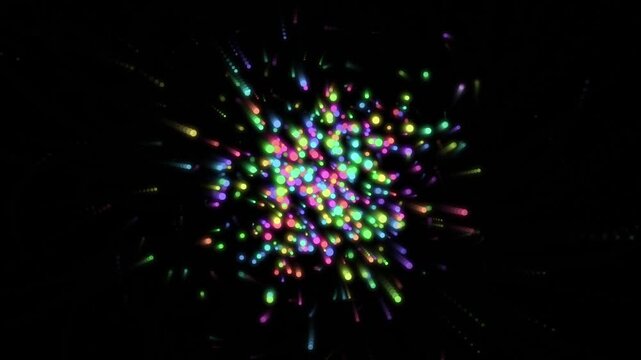 Abstract quantum prism structure rotating against a solid black background