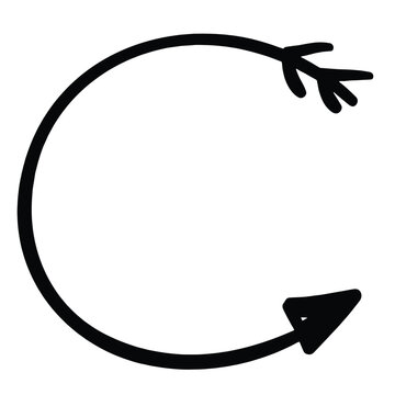 Hand drawn circular arrow icon with two arrowheads.