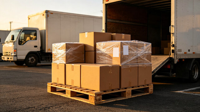 truck with boxes