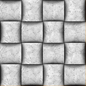 Seamless concrete basketry tile texture with square relief