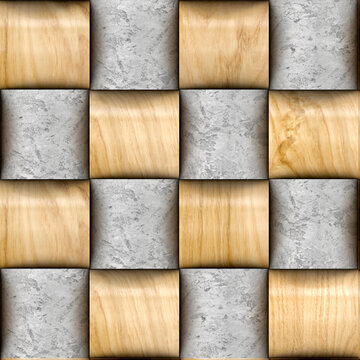 Basketry 3D tile texture with chrome and concrete decor