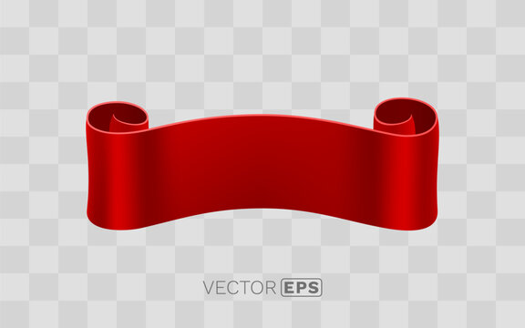 Elegant red ribbon banner with curled ends.