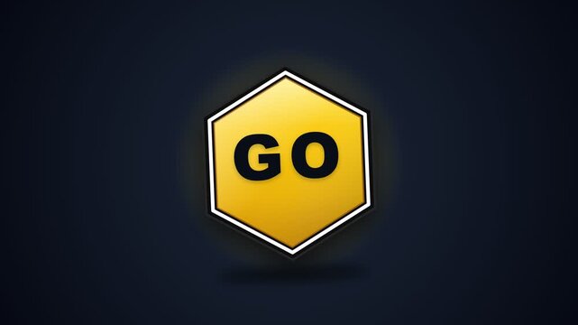 Animated Yellow Hexagon Go Action Button Motion Graphic Overlay