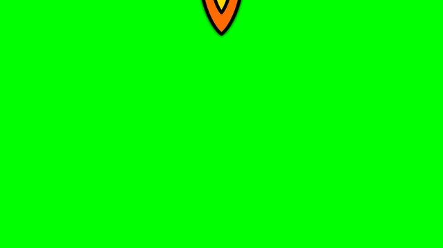 Sharp Magenta Rocket Ship Icon with Blue Window and Flame on Green Screen