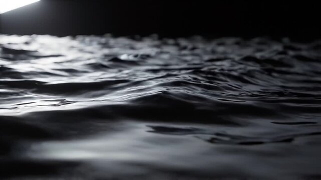 Dark water surface ripple abstract background, with soft cinematic, backlighting ripples