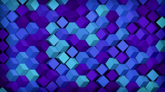 Clad in an elegant combination of light blue, dark blue, and purple, this animation creates a modern, futuristic, and soothing looping wave visual effect.