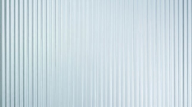 Close up of vertical reeded fluted glass panel in pale icy blue with soft light gradient, clean ribbed translucent surface - Minimal interior material texture background for design