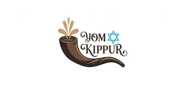 Yom Kippur Jewish Day of Atonement with Shofar and Star of David Illustration