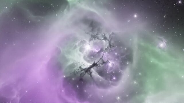 Deep space nebula cloud with glowing stars and cosmic dust cinematic galaxy background