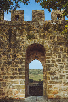 Historic Stone Archway in the Castle of Obidos, Portugal