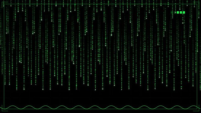 Green Data Stream Visualization with Terminal Wave Pattern