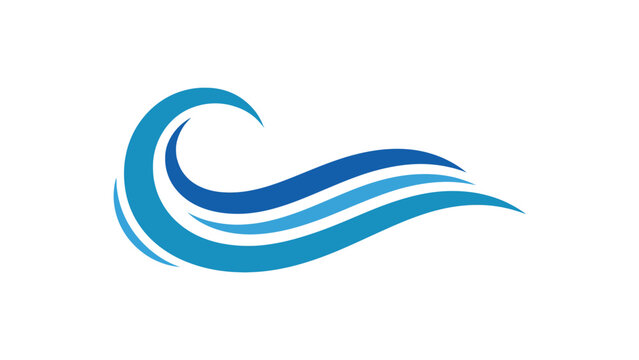 Blue ocean wave vector graphic illustration with curved lines for modern logo design concepts