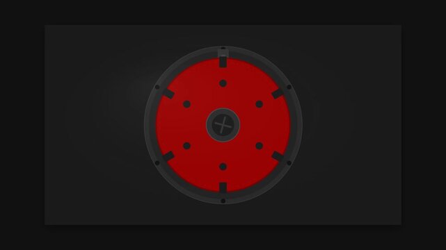 Industrial Rotary Table Indexer Mechanism in Cast Iron and Cherry Red Vector Animation
