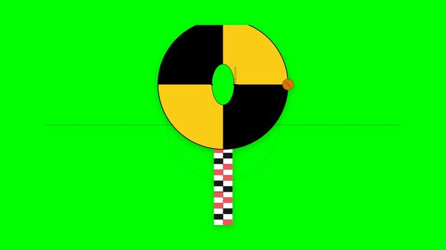 Precision Leveling Rod Vernier Target with Yellow Quadrant Plate and Transit Crosshair Alignment