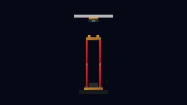 Bronze and Red High Voltage Substation Disconnect Switch Pantograph Articulating Upward to Overhead Busbar Loop
