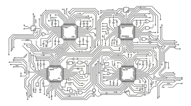 Abstract Electronic Circuit Board Diagram