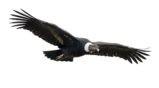 Andean condor flying isolated on white background