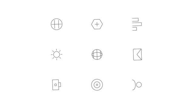 Corporate Icon Consistency Matrix Motion Graphic with Synchronized Stroke Weight Transitions