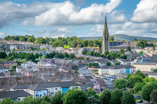 Aerial view the Bogside district in Derry - Londonderry, Northern Ireland