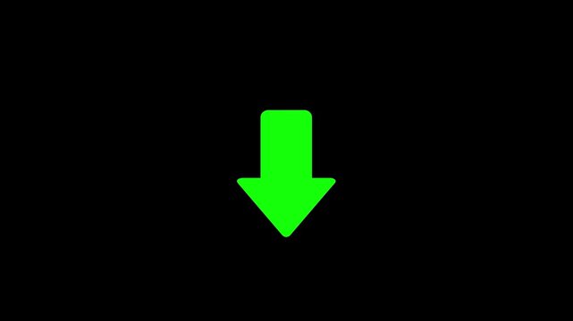 animated bouncing slide to down arrow on black background. directional swipe arrow, animated arrow pointing to downwards . down arrows moving icon