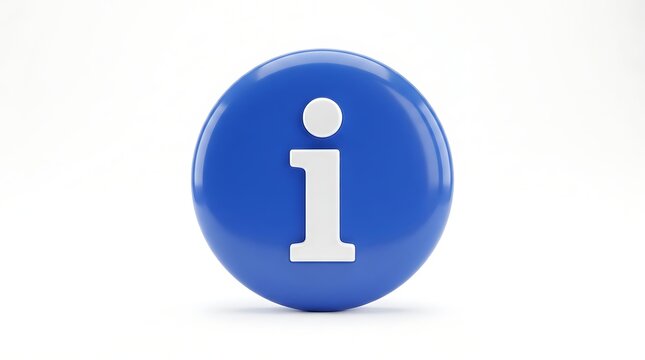 Blue information icon button on white background