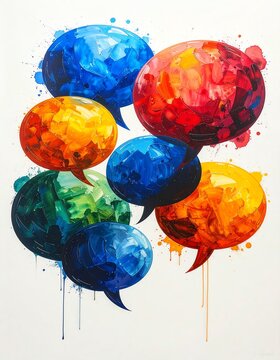 Abstract Vibrant Speech Bubbles in Assorted Colors