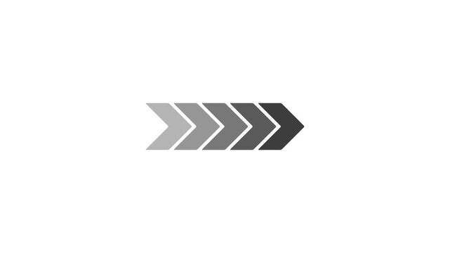 Right-directional arrow loop animation. Animated arrows for the overlay video layer on white background.