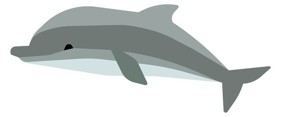 Fototapeta premium Swimming dolphin. Wild tropical marine animal icon