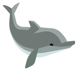 Fototapeta premium Cute dolphin icon. Gray underwater animal symbol