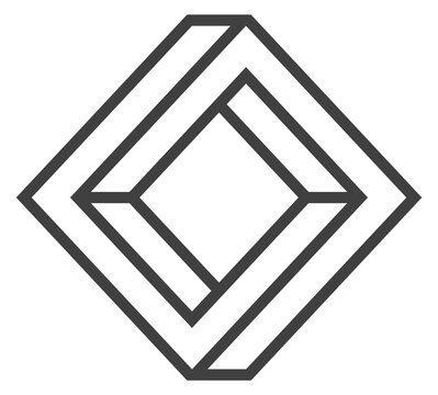 Geometric illusion figure. Creative impossible math logo