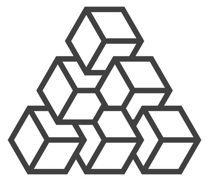 Abstract cube logo with impossible geometry. Isometric figure emblem